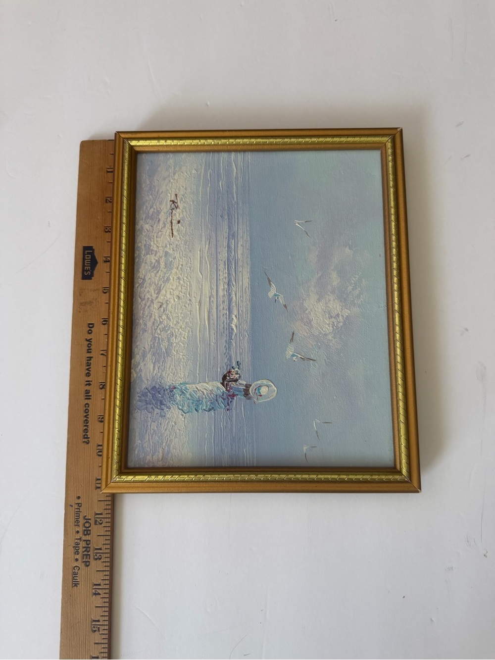 Vintage seaside Serenity Blue Coastal Print on Canvas Framed Signed 11”x9 - Picture 3 of 7